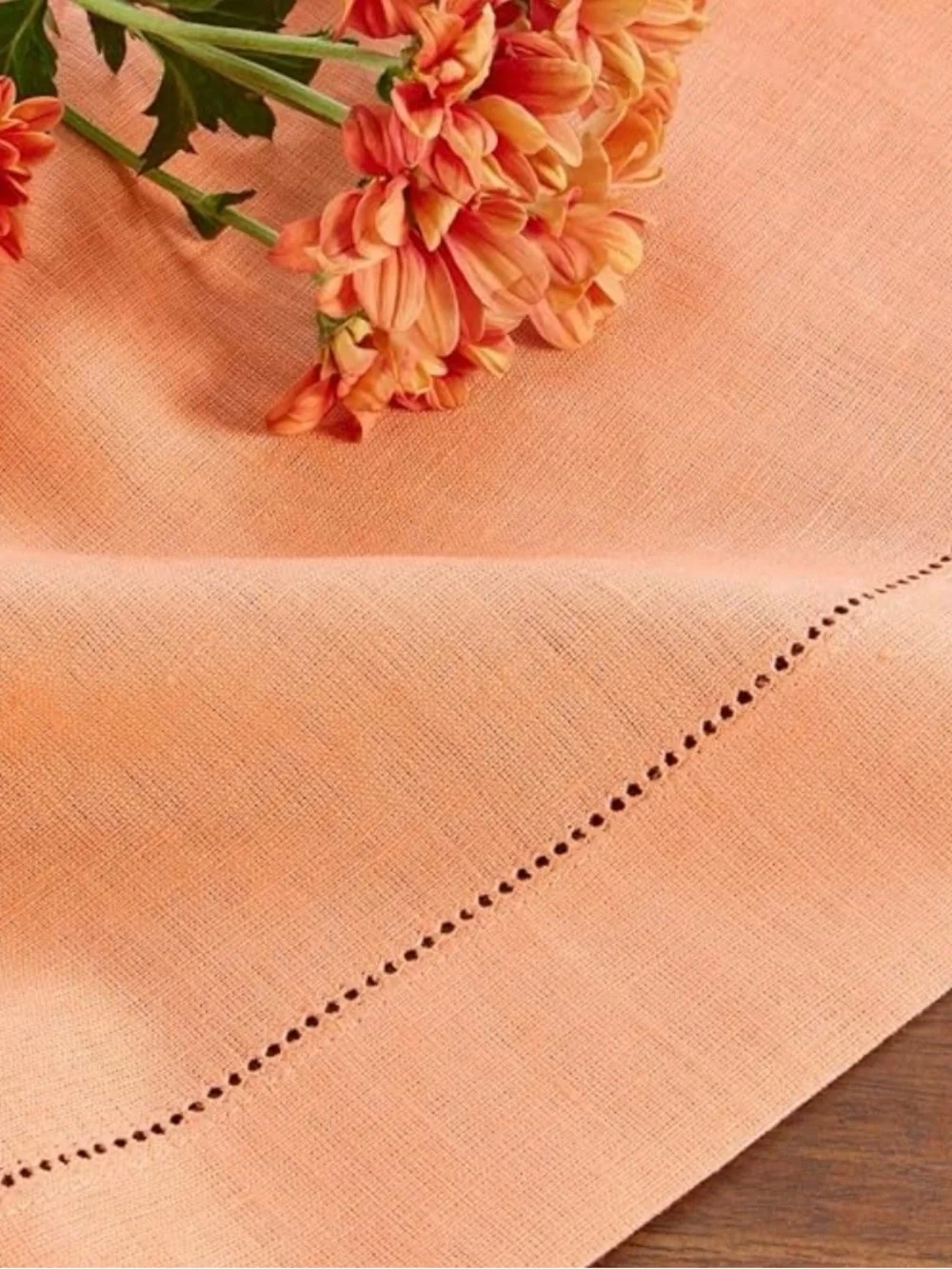 NEW Solino Home Linen Coral Table RunneR - 100% Pure Linen Hemstitch